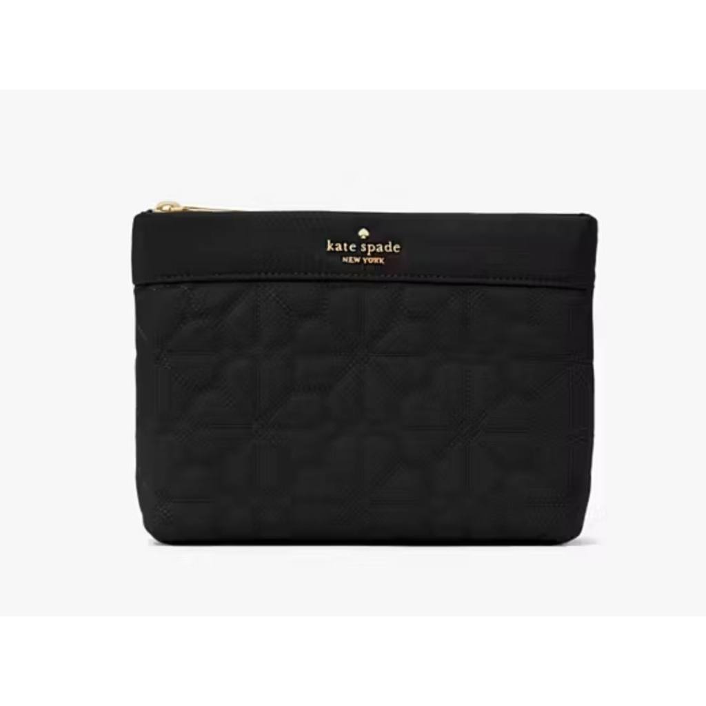 ORIG & IMPORTED KS Spade Flower Quilted Cosmetic Pouch Black