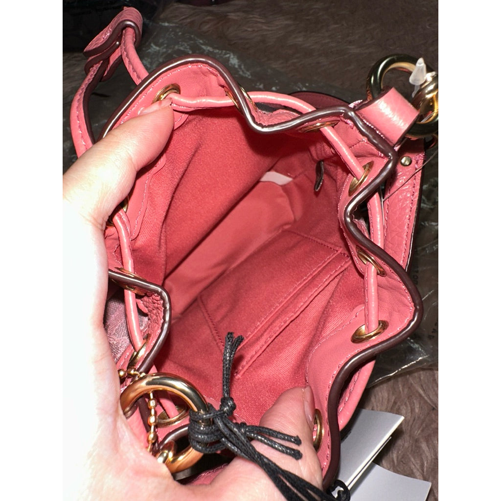 ORIG & IMPORTED CCH Mini Dempsey Bucket Bag Pink Signature Jacquard