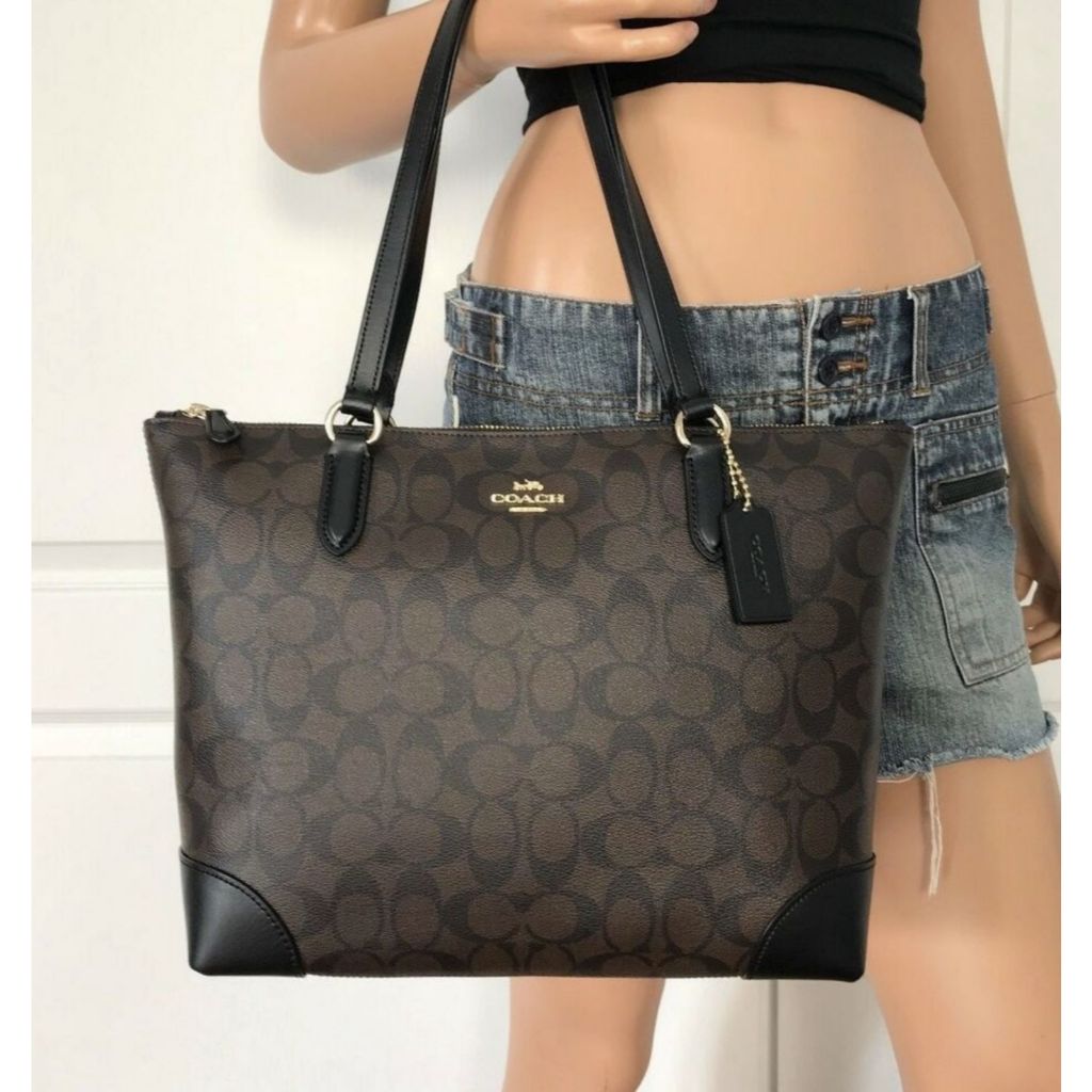 ORIG & IMPORTED CCH RARE Zip Top Tote Brown Medium Bag