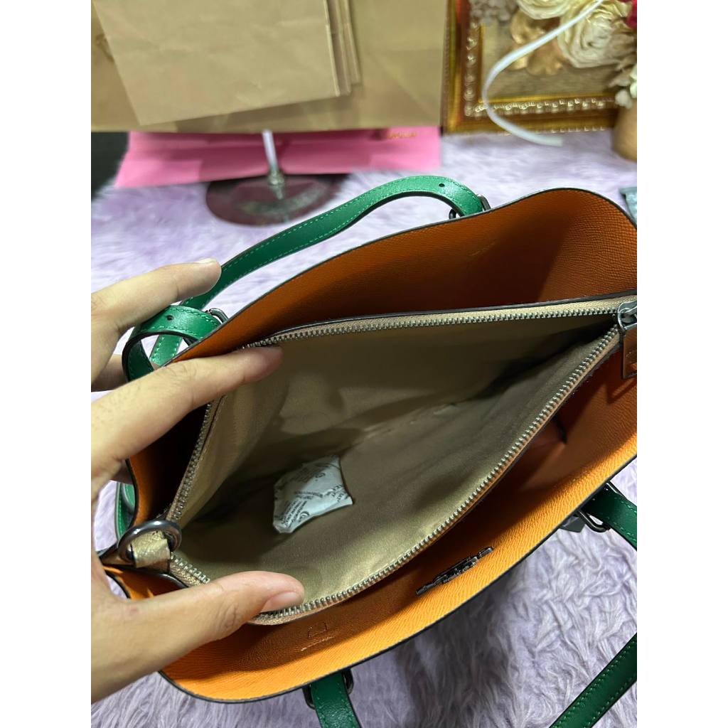 ORIG Preloved CCH Mollie Medium Tote Tote 25 With Mystical Floral Print Green