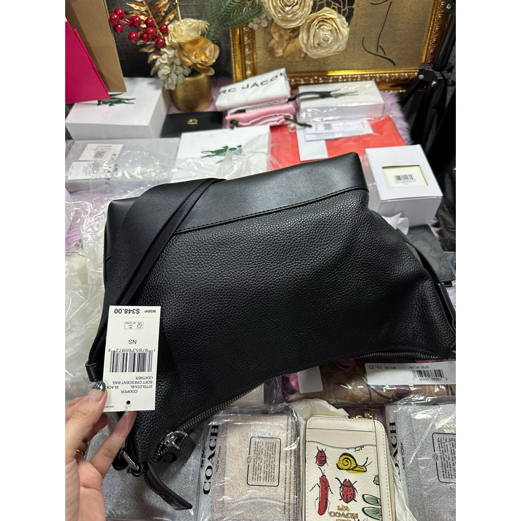 ORIG & IMPORTED MK Cooper Pebbled Leather Crescent Black Men Bag