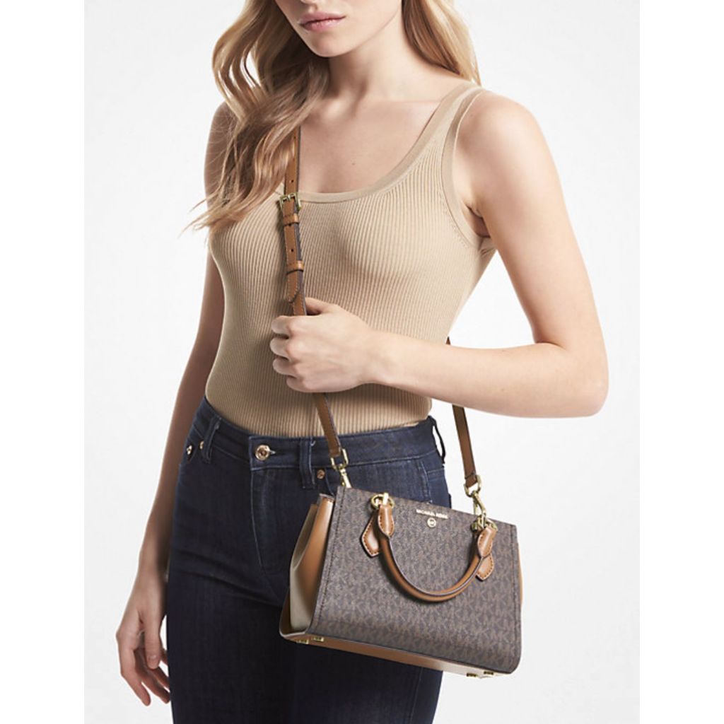 ORIG & IMPORTED MK Retail Marilyn Small Logo Crossbody Satchel Brown/Black Bag