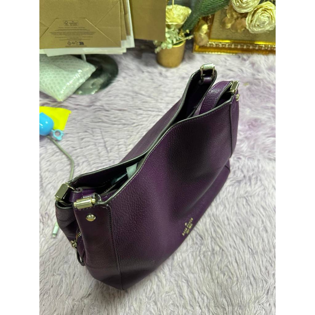 ORIG Preloved Kate Spade KS Leila Medium Triple Compartment Shoulder Purple Bag