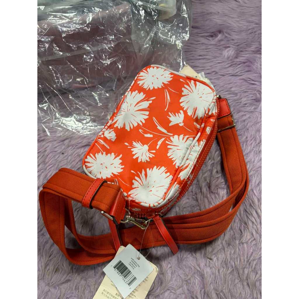 ORIG Preloved KS Jae Small Camera Bag Orange Floral Nylon