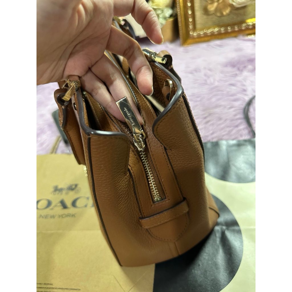 ORIG Preloved KS Leila Triple Compartment Satchel Crossbody Brown Bag
