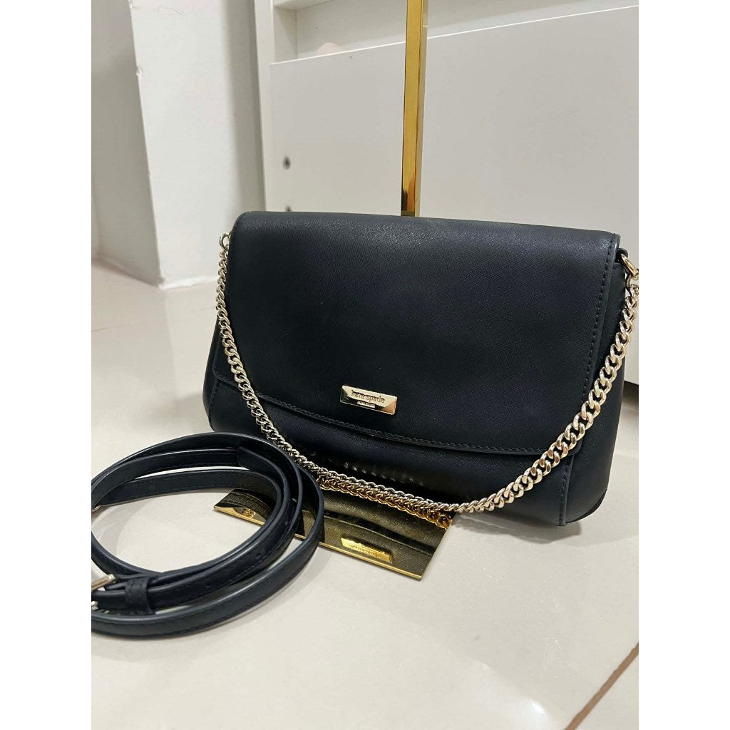 ORIG Preloved KS Greer Laurel Way Flap Black Bag