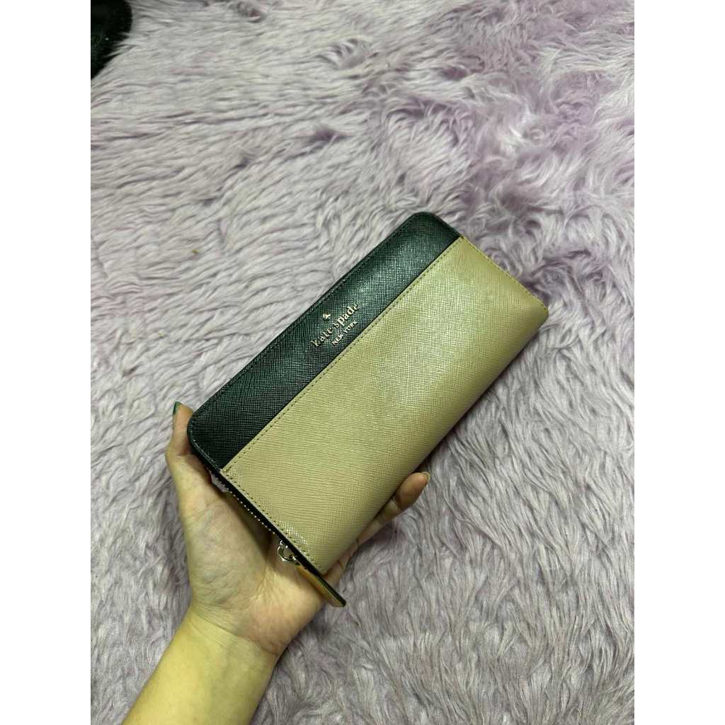 ORIG Preloved KS Staci Colorblock Large Continental Long Beige Wallet