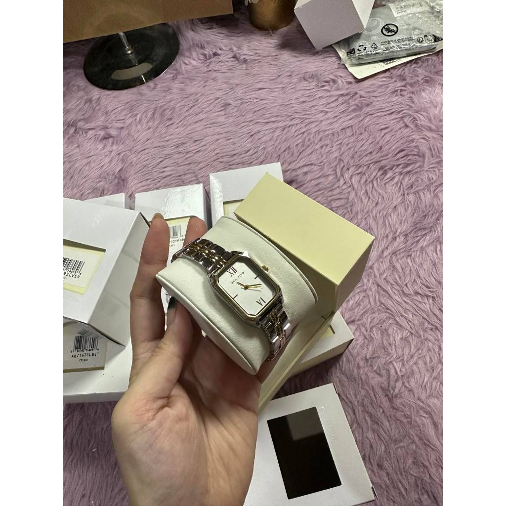 AUTHENTIC/ORIGINAL AK Two Tone Japanese Quartz Dress Watch with Metal Strap, Silver/Gold AK/3775SVTT
