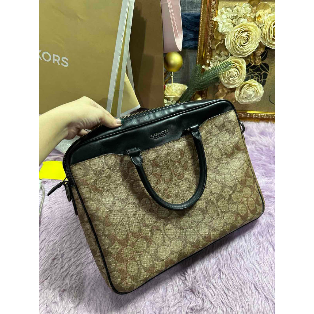 ORIG Preloved CCH Beckett Compact Brief Case Laptop Men's Bag in Khaki Brown