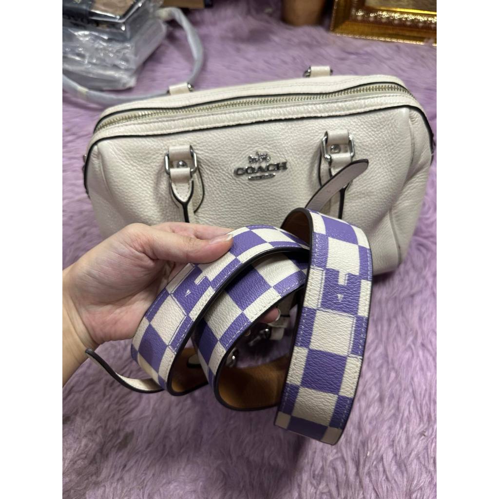 ORIG Preloved CCH Rowan Satchel White Bag With Thick Purple Strap