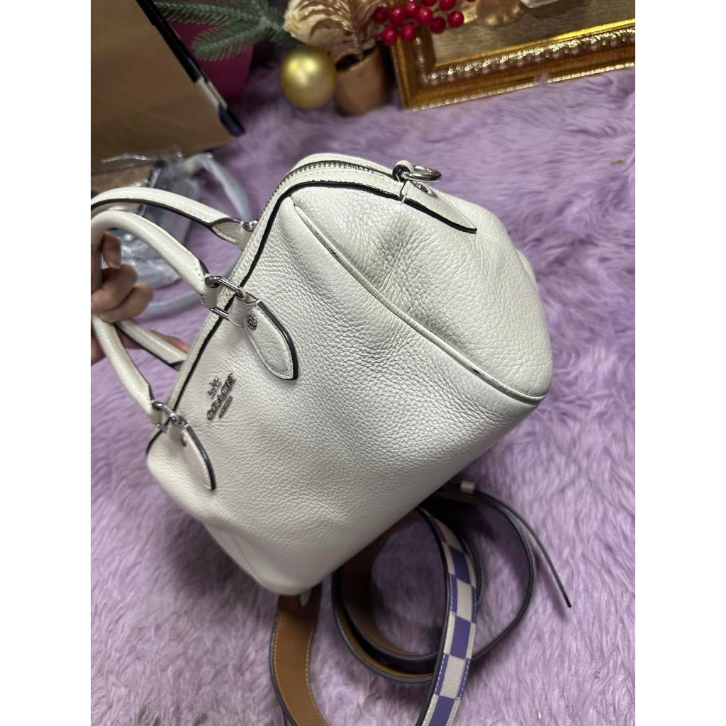 ORIG Preloved CCH Rowan Satchel White Bag With Thick Purple Strap