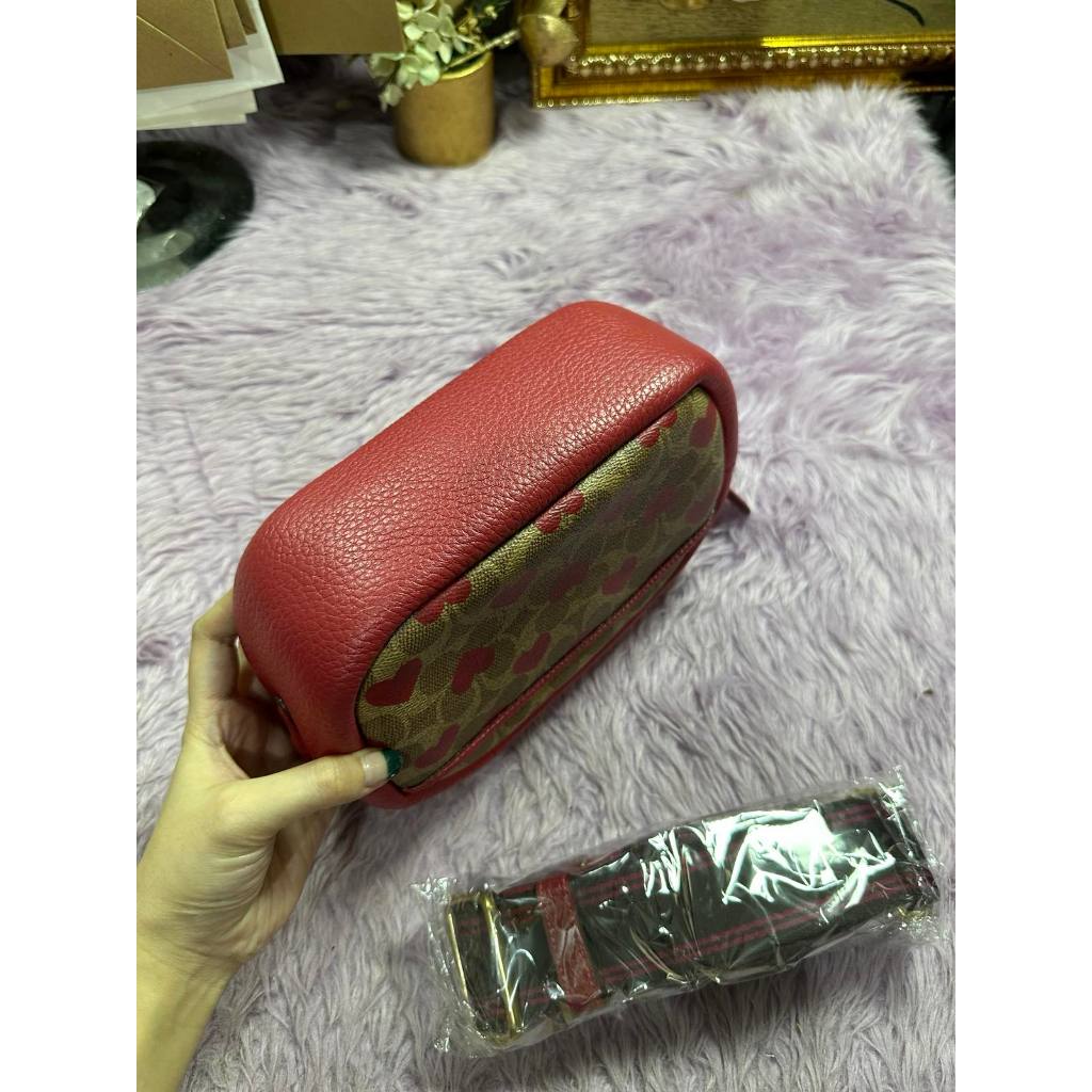 ORIG Preloved CCH Camera Small Khaki/Red Bag Thick Strap