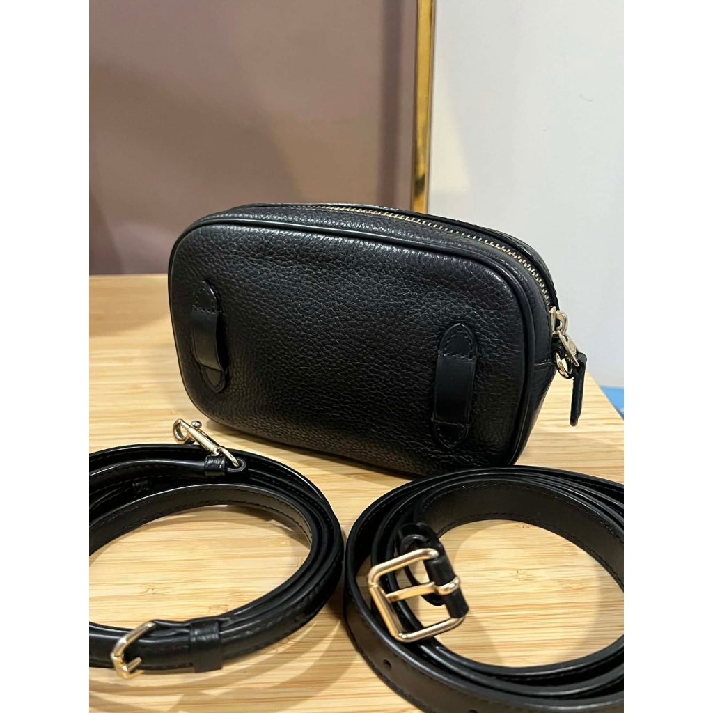 ORIG Preloved CCH  Black Pebbled Leather Convertible Belt Mini Bag