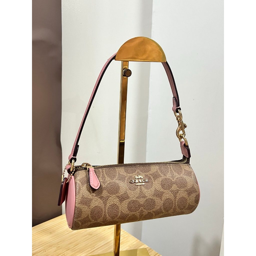 ORIG Preloved CCH Nolita Barrel Small Bag In Colorblock Signature Canvas Brown/Pink