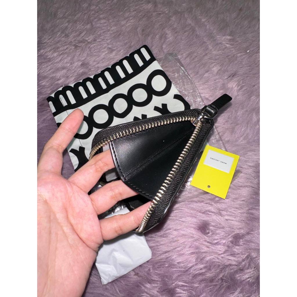 ORIG Preloved MJ The monogram leather zip around black coin card wallet