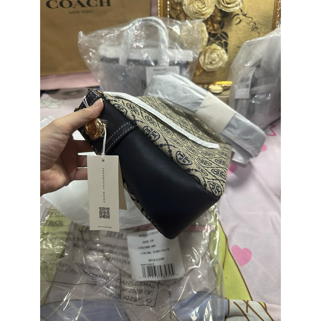 ORIG & IMPORTED Tory TB T Monogram Messenger Navy Blue Hobo Bag