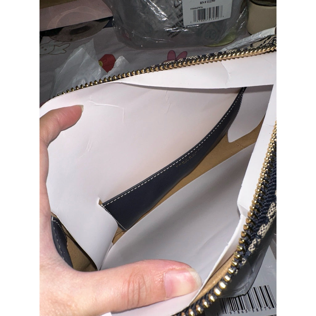 ORIG & IMPORTED Tory TB T Monogram Messenger Navy Blue Hobo Bag