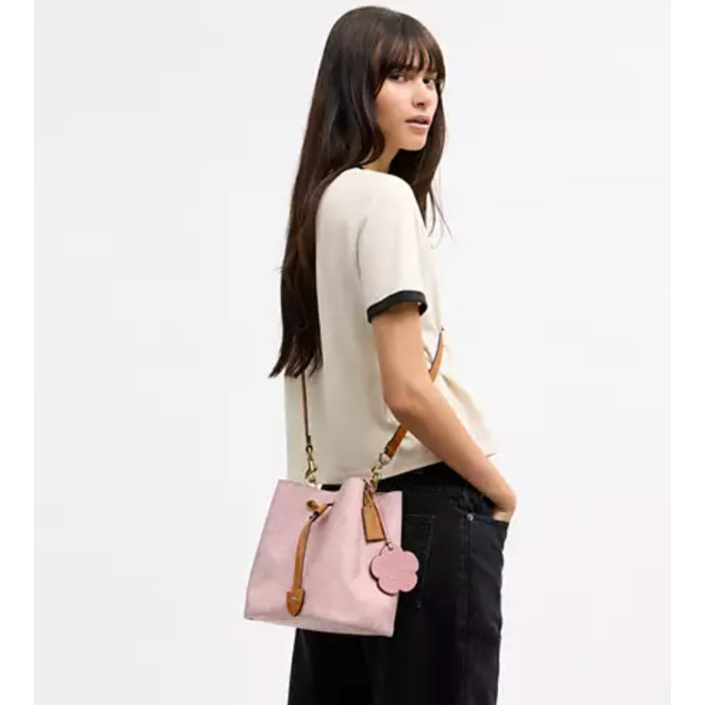 ORIG & IMPORTED CCH RARE Rowan Pink Bucket Bag In Signature Canvas