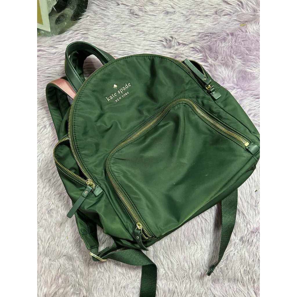 ORIG Preloved KS Green Medium Nylon Backpack Bag