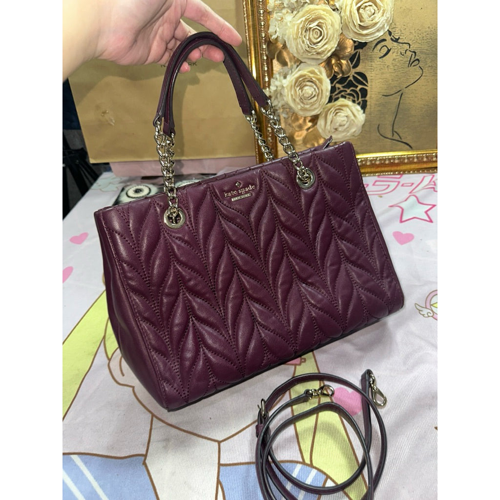ORIG Preloved KS Meena Briar Lane Quilted Tote Red Maroon Bag