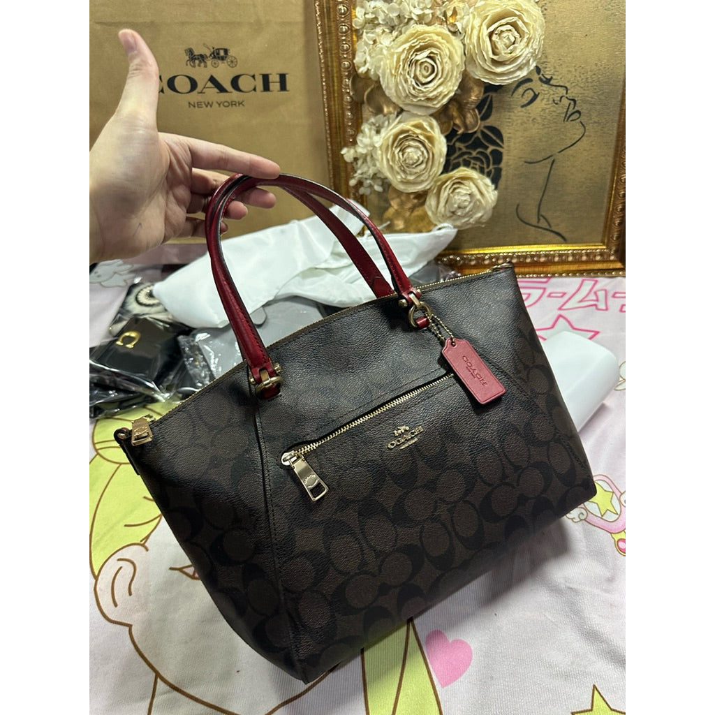 ORIG Preloved CCH Prairie Satchel In Signature Canvas Brown/Red Bag