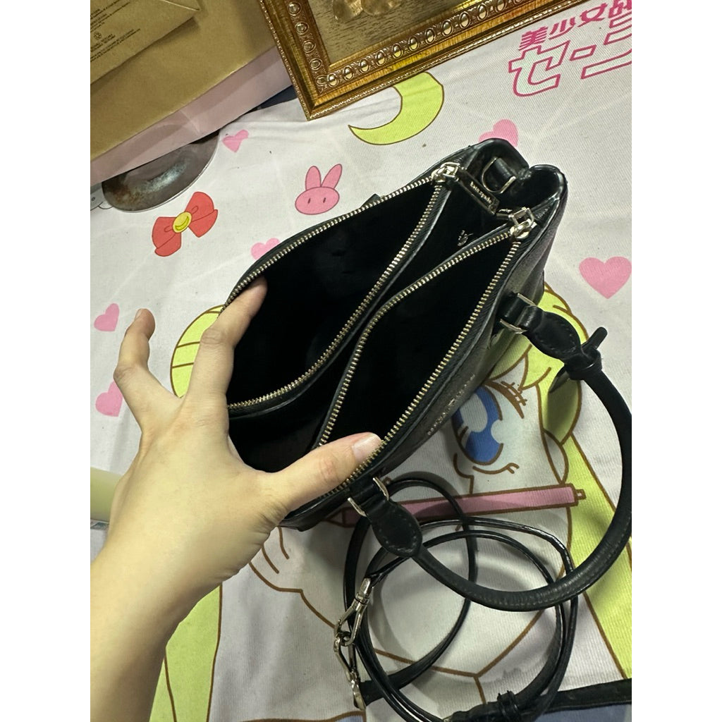 ORIG Preloved KS Dani Small Triple Compartment Satchel Black Bag