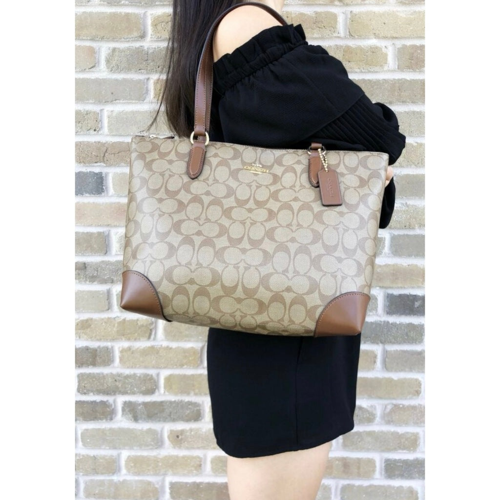 ORIG Preloved CCH RARE Zip Top Tote Khaki Brown Medium Bag
