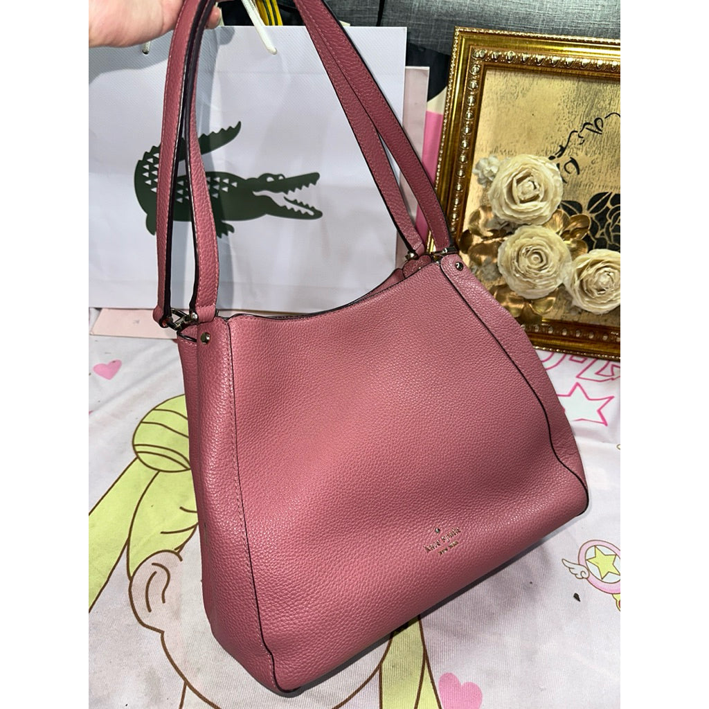 ORIG Preloved KS Leila Medium Triple Compartment Shoulder Bag Tote in Pink Pomegranate