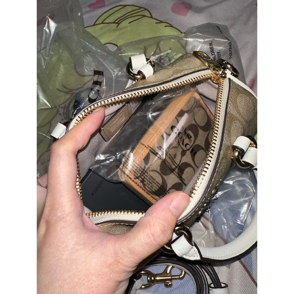 ORIG & IMPORTED CCH Lacey Crossbody Light Khaki/Brown Black Small Mini Bag In Signature Canvas