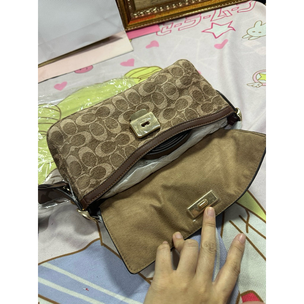 ORIG & IMPORTED CCH Etta Small Flap Shoulder Brown Bag In Light Khaki