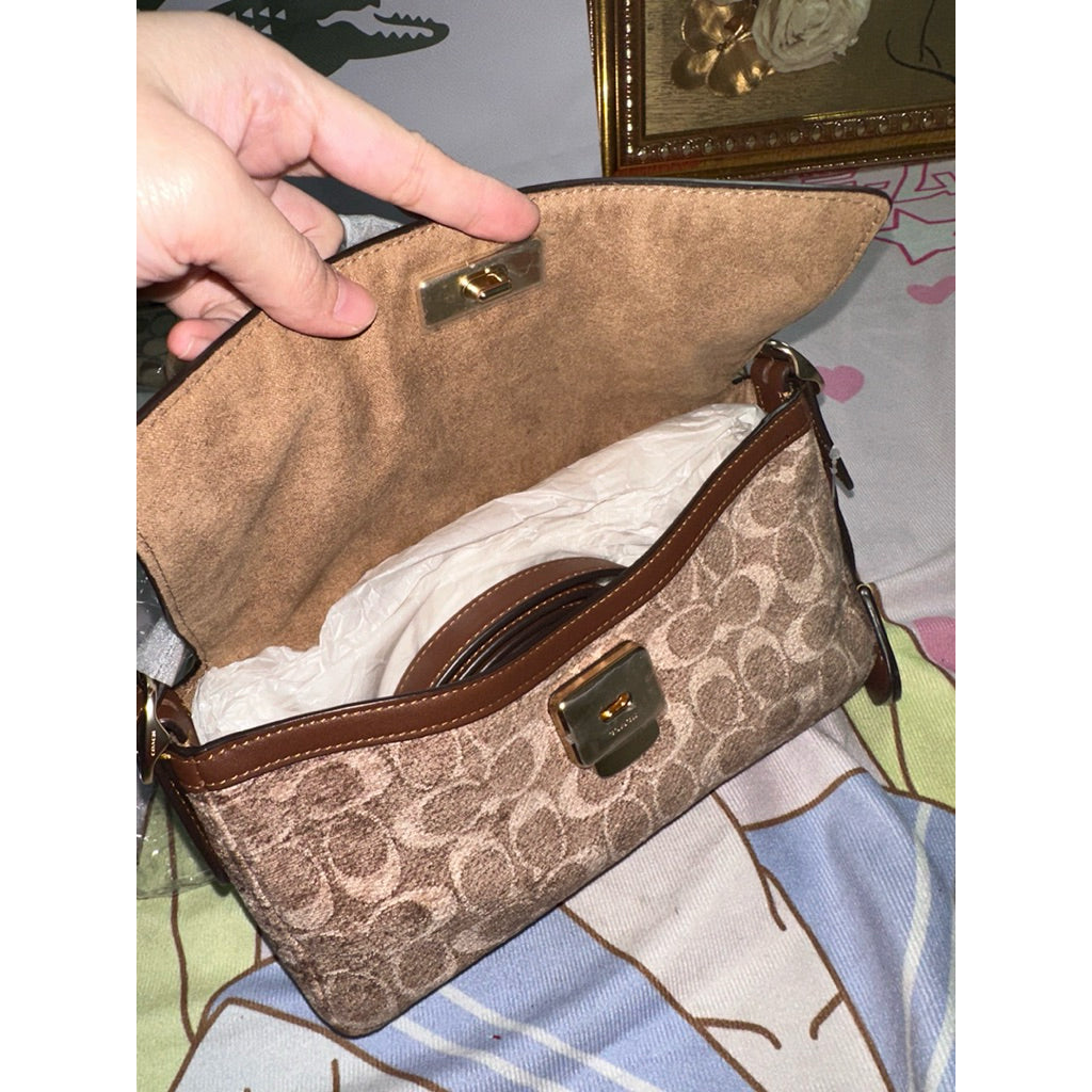 ORIG & IMPORTED CCH Etta Small Flap Shoulder Brown Bag In Light Khaki
