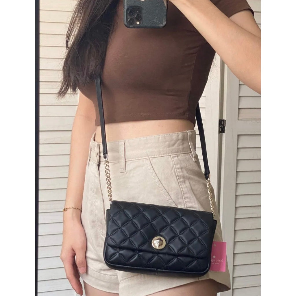 ORIG & IMPORTED KS Natalia Flap Turnlock Crossbody Small Bag in Black