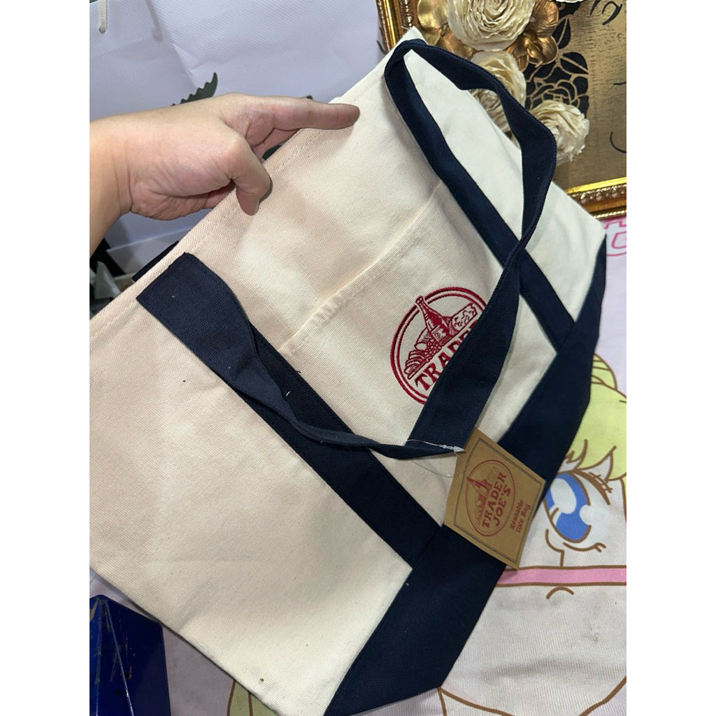 ORIG & IMPORTED NEW Trader Joe’s Canvas Large Tote Bag Reusable