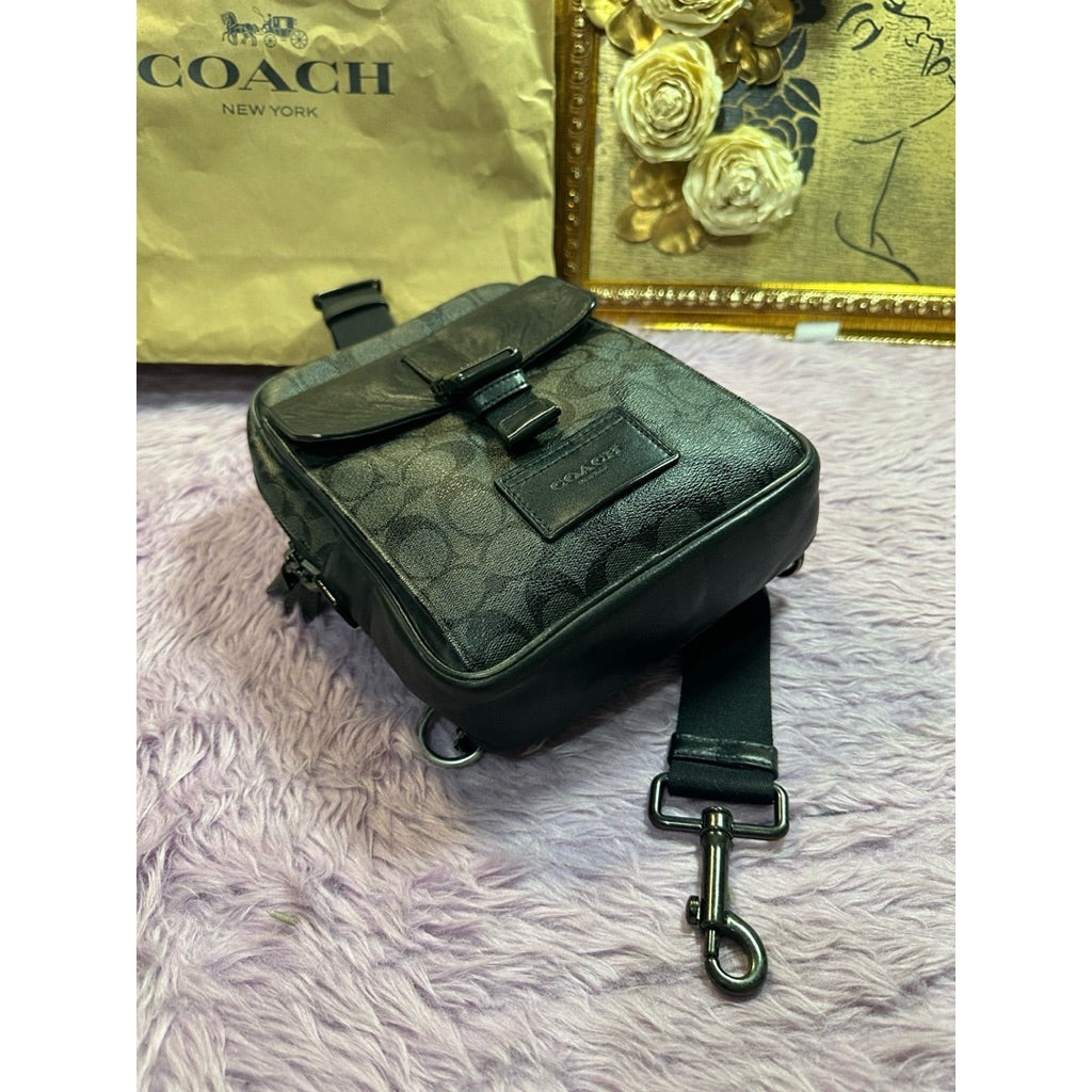ORIG Preloved CCH Track Pack In Signature Canvas Men Body Bag Black