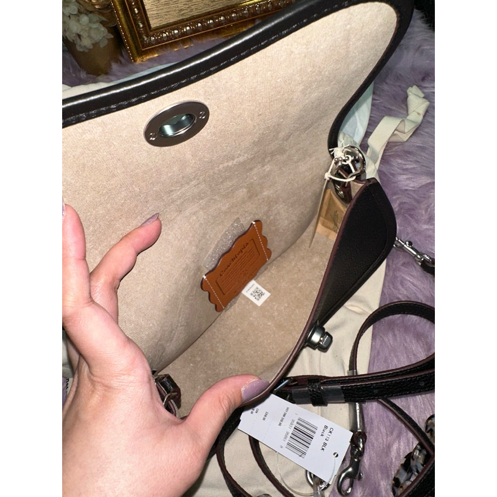 ORIG & IMPORTED Retail CCH Wavy Dinky Black Shoulder Bag In Coachtopia Leather