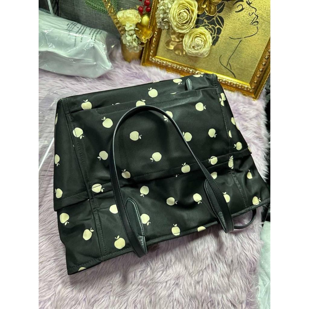 ORIG KS Chelsea Large Floral Nylon Black Tote Bag