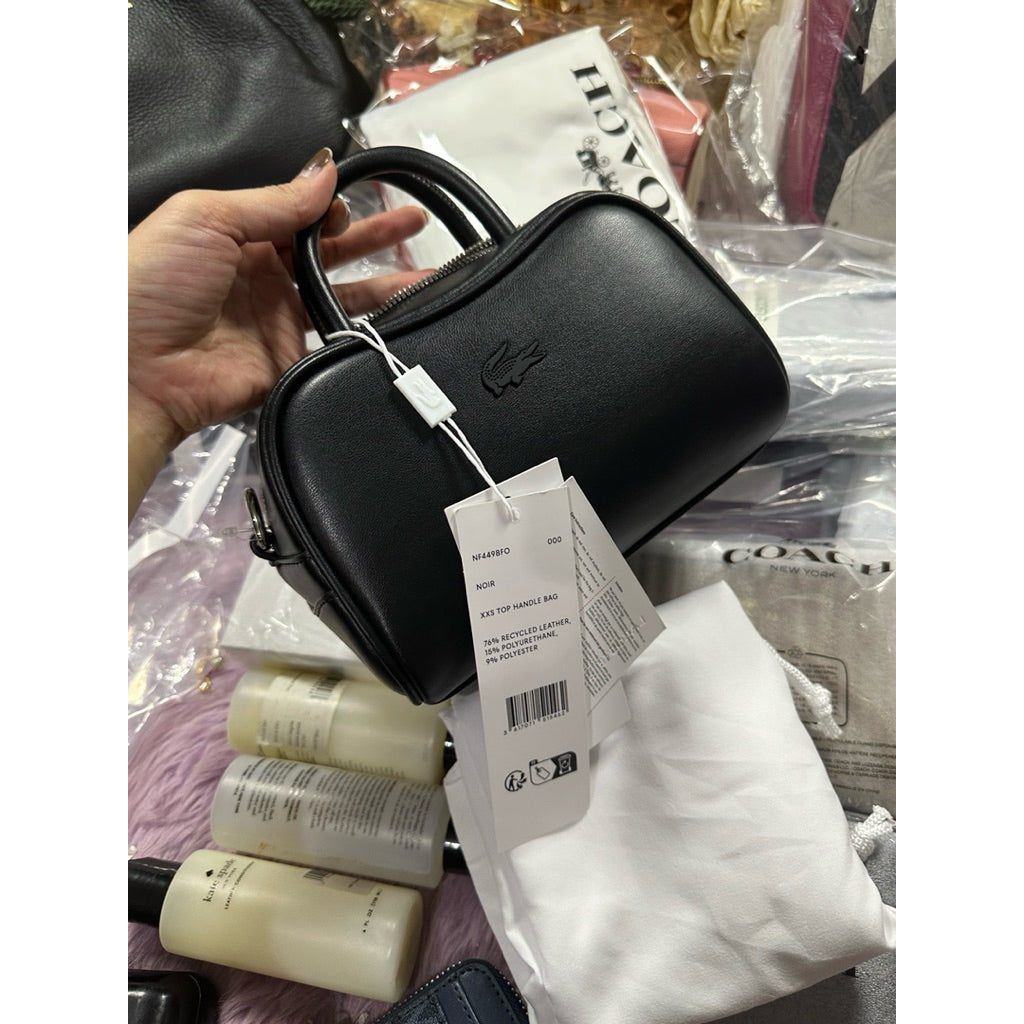 ORIG & IMPORTED Lacoste Mini Lora Leather Purse Black Bag