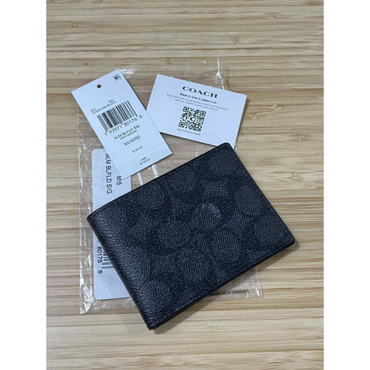 ORIG Preloved CCH Slim Billfold In Signature Canvas Men Black Wallet