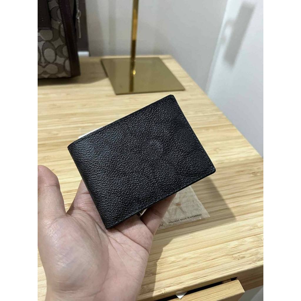 ORIG Preloved CCH Slim Billfold In Signature Canvas Men Black Wallet