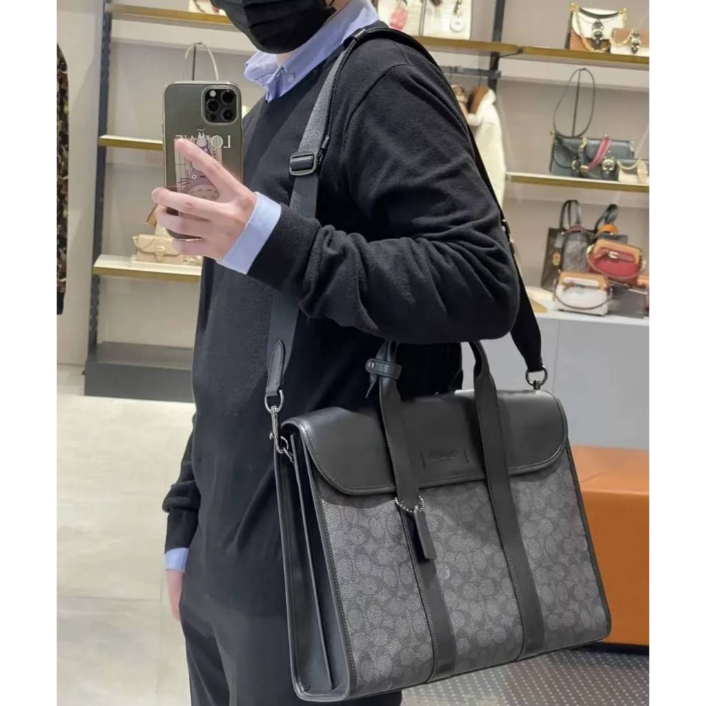 ORIG Preloved Retail CCH Gotham Portfolio Bag In Signature Canvas Men Laptop Black Bag