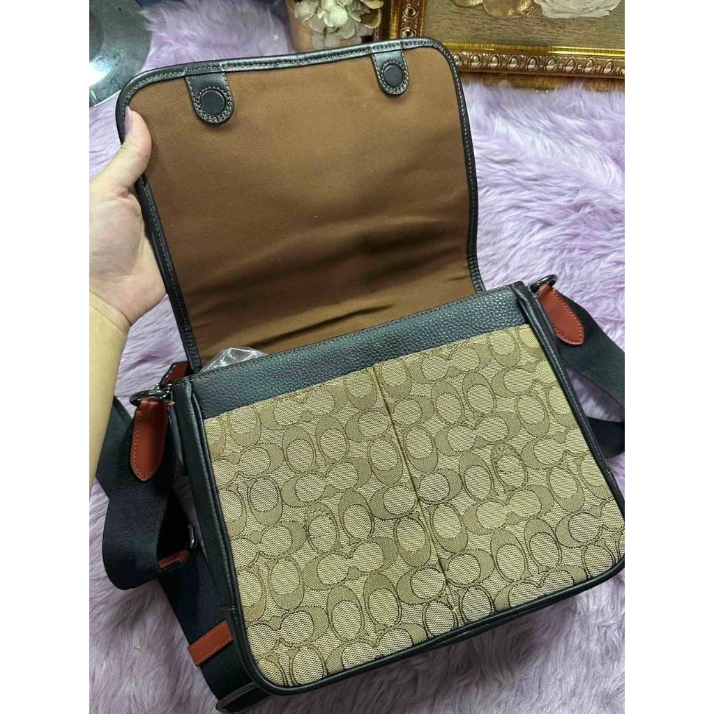 ORIG Preloved CCH Sprint Messenger Men Brown Bag In Signature Jacquard