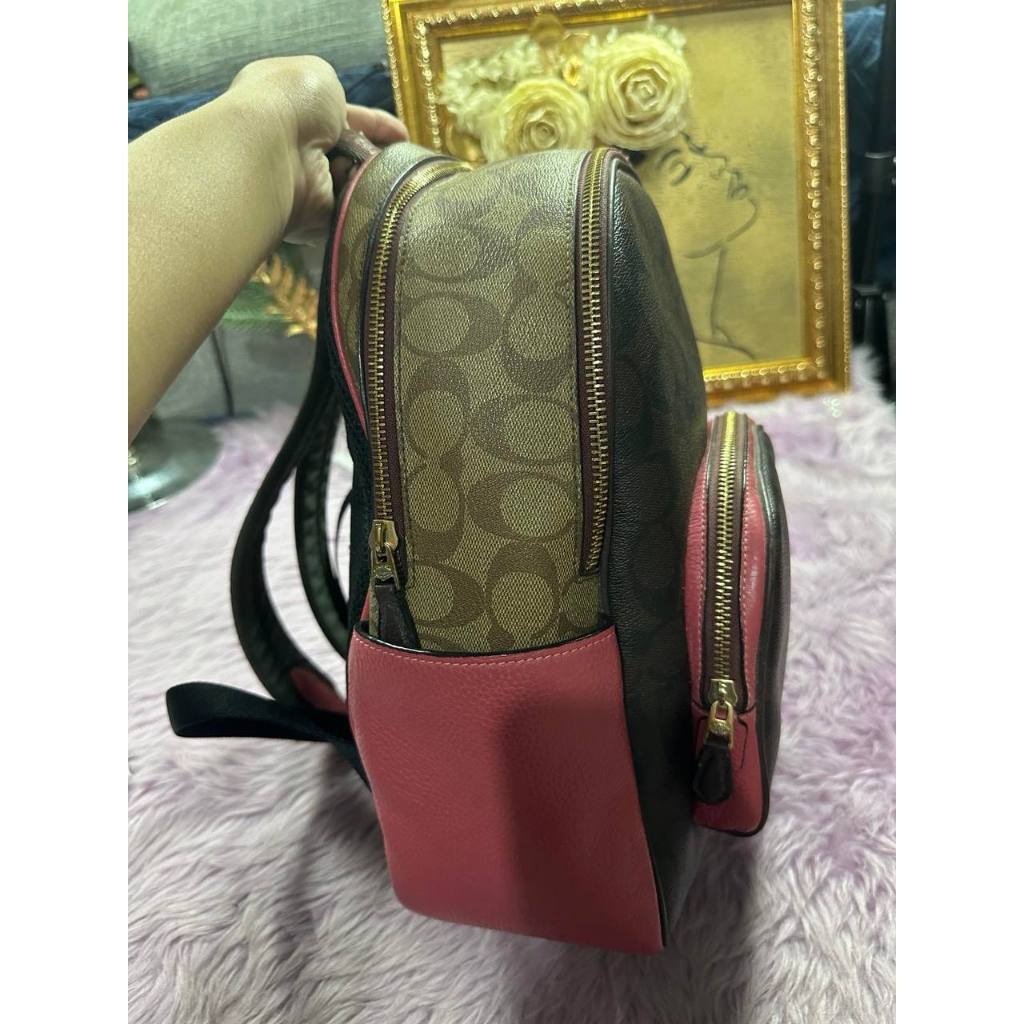 ORIG Preloved CCH Court Backpack Brown/Pink Bag In Blocked Signature Canvas