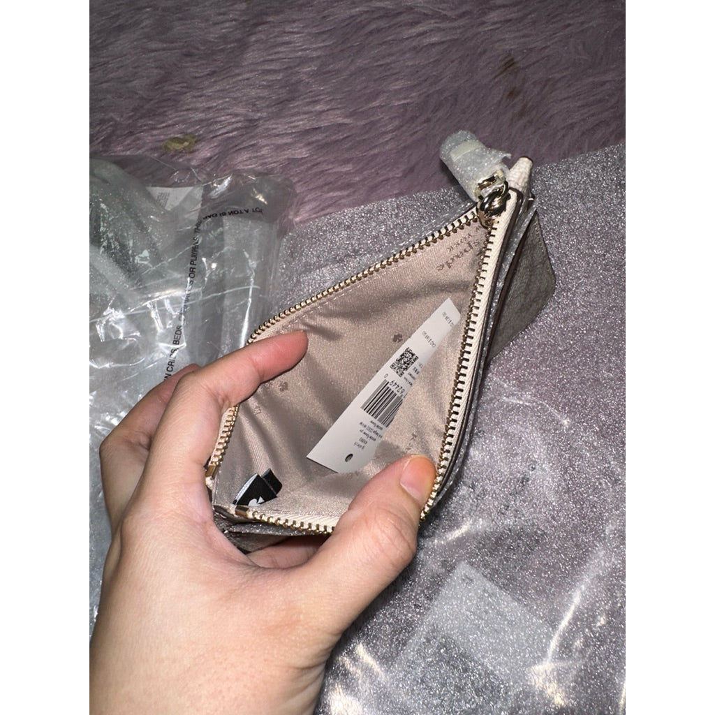 ORIG & IMPORTED KS Spade Flower Large Slim Card Holder Wallet Beige/Black