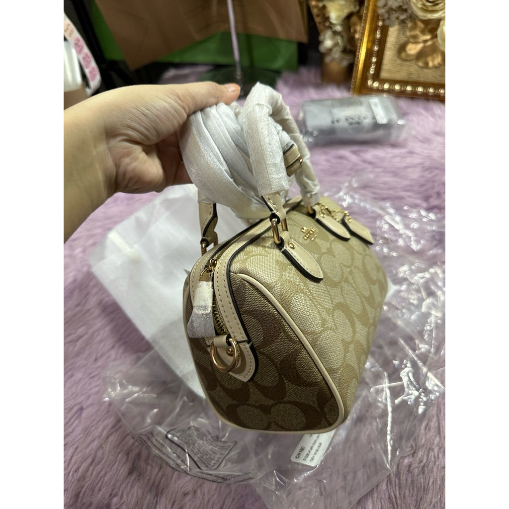 ORIG & IMPORTED CCH Mini Rowan Satchel Bag In Blocked Signature Canvas Light Khaki