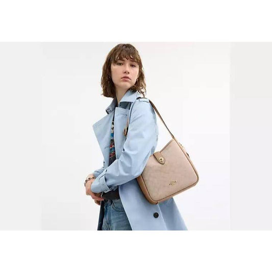 ORIG & IMPORTED CCH Hadley Convertible Crossbody Beige Brown Bag With Signature Canvas