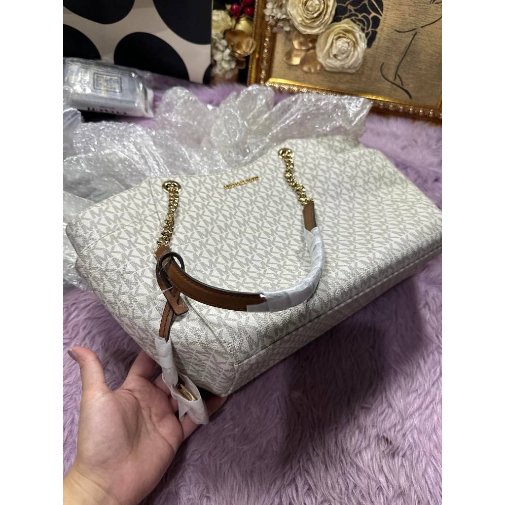 ORIG & IMPORTED MK Jet Set Large White Signature Logo Tote Bag