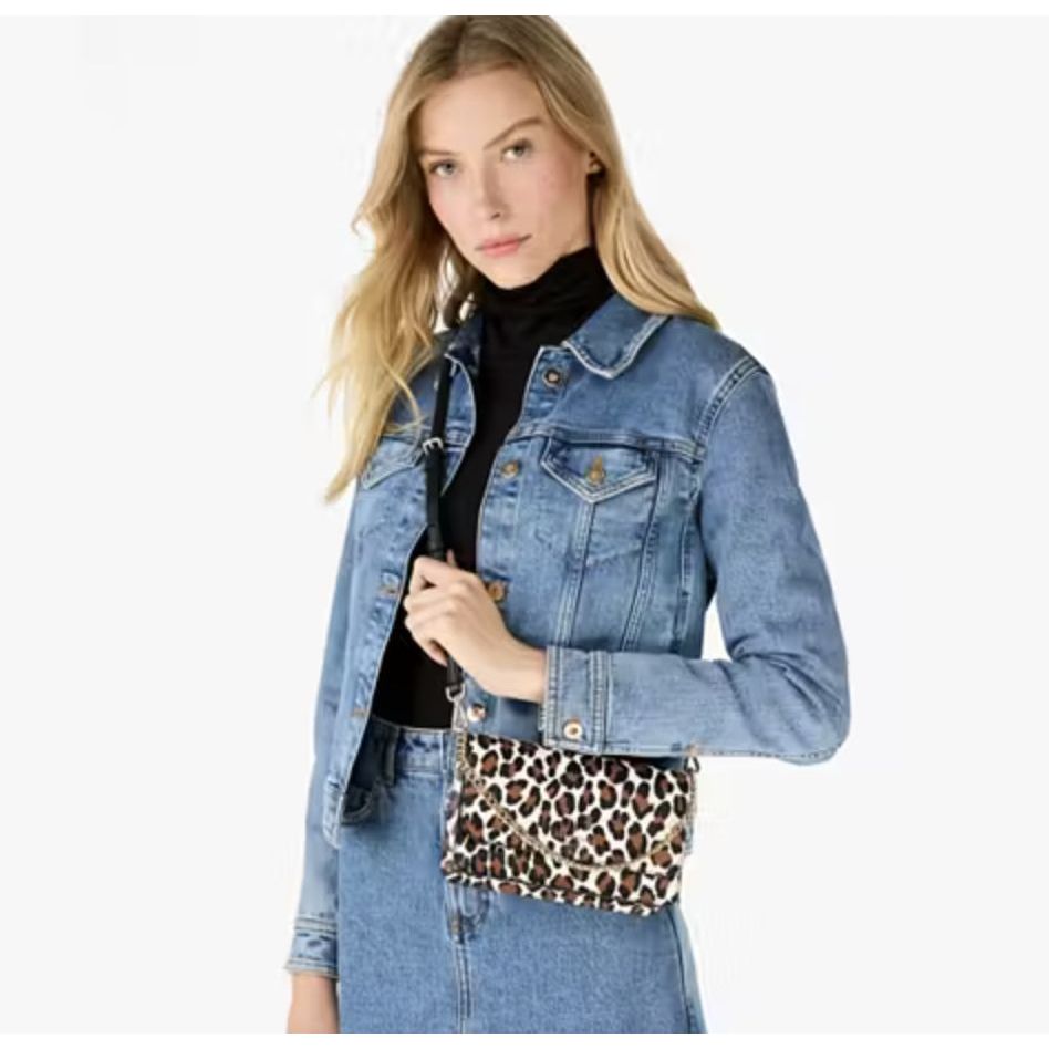 ORIG Preloved KS Madison Spotted Leopard Willow Mini Flap Crossbody Bag