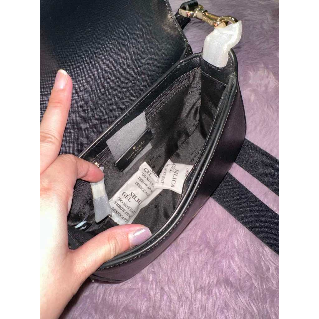 ORIG & IMPORTED KS Madison Saffiano Leather Saddle Black Bag
