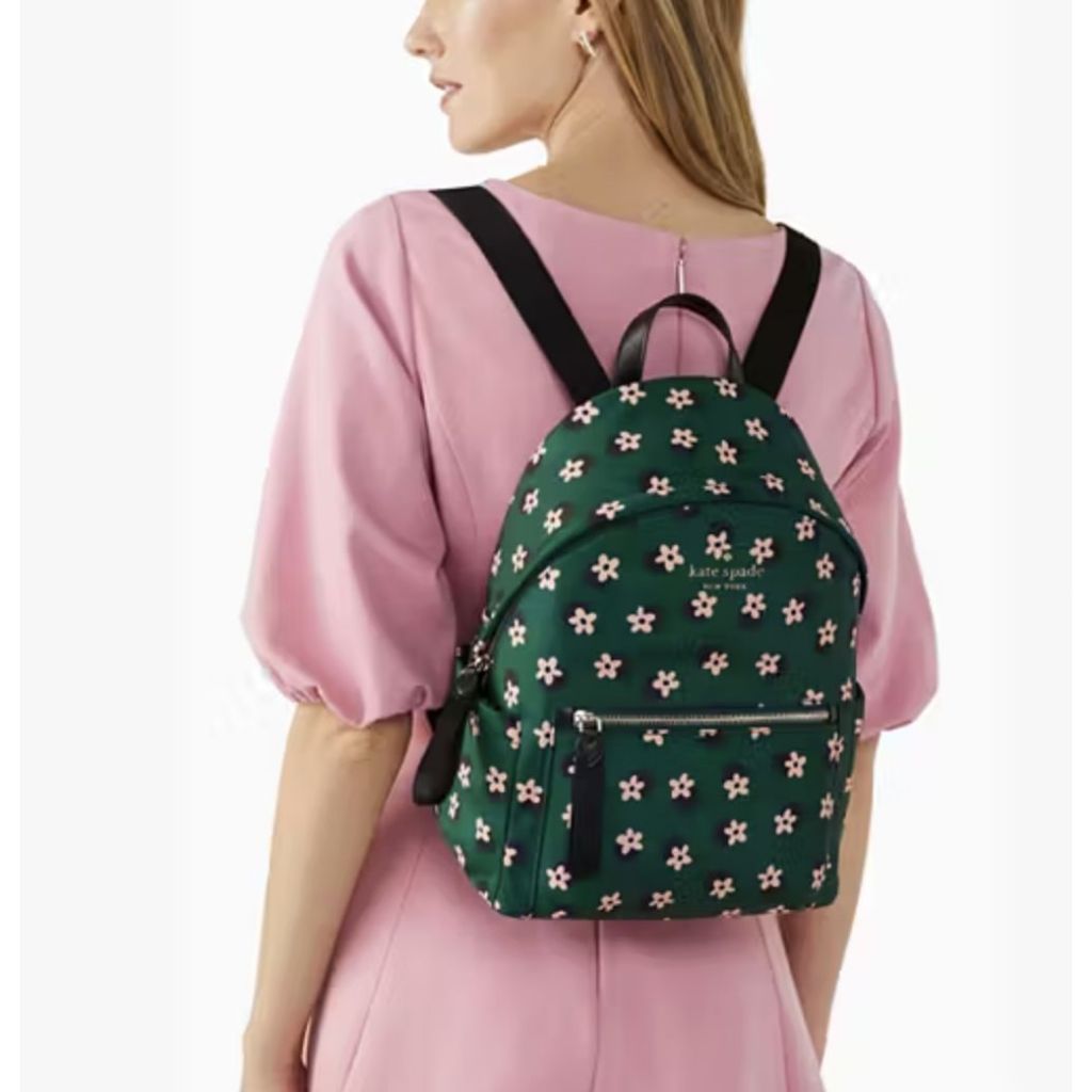 ORIG Preloved KS Chelsea Nylon Green Floral Medium Bag