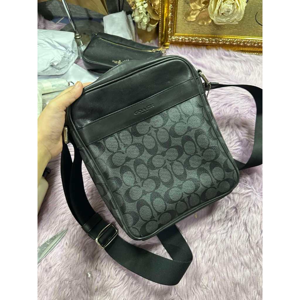 ORIG Preloved CCH Men Charles Flight Signature Crossbody Bag Black